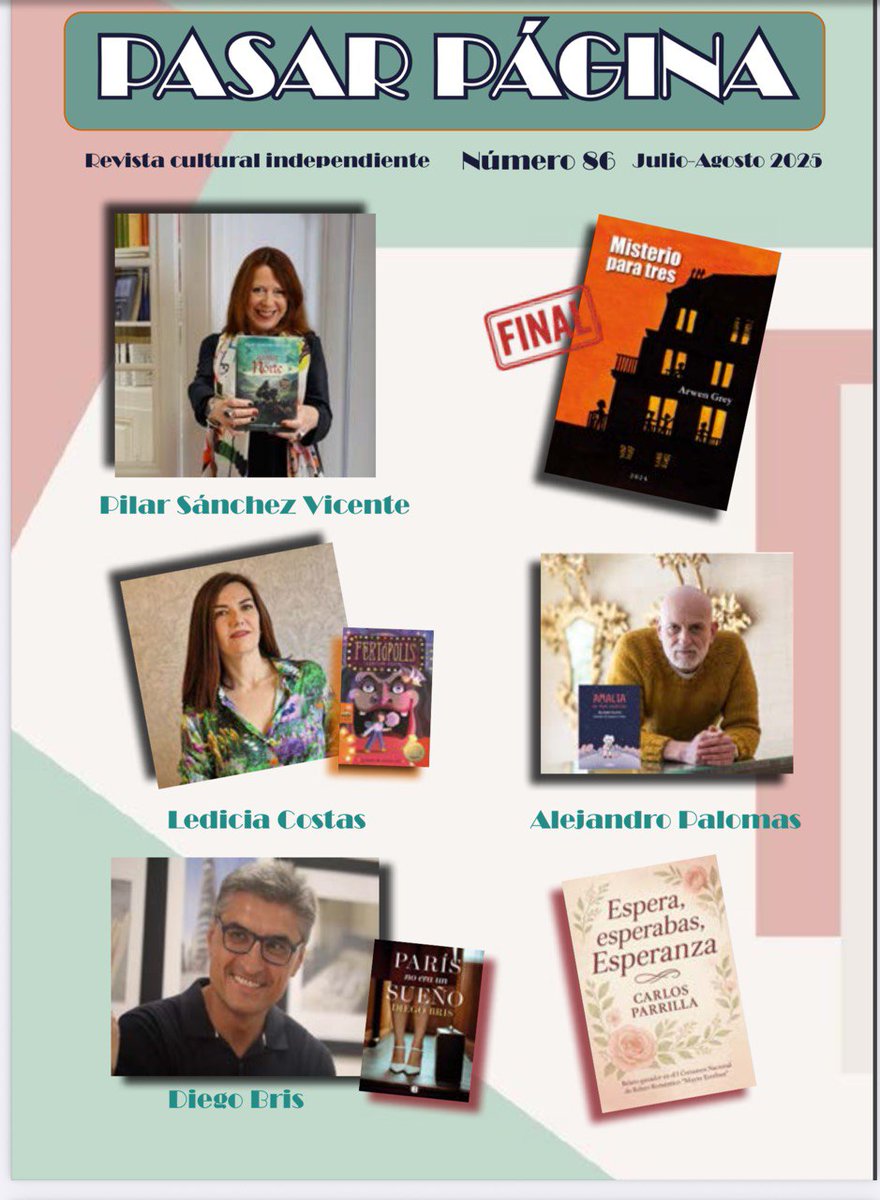 En la revista <a href="/PaginaPasar/">Pasar Página</a>, coordinada por <a href="/AlmudenaGutier/">Almudena Gutiérrez</a>, tienes un verano de lectura.

Tienes un montón de lectura y de escritores entre ellos <a href="/VictorFCorreas/">𝗩𝗶́𝗰𝘁𝗼𝗿 𝗙𝗲𝗿𝗻𝗮́𝗻𝗱𝗲𝘇 𝗖𝗼𝗿𝗿𝗲𝗮𝘀</a> y <a href="/GalianaRgm/">Galiana</a>
👇👇👇
revistapasarpagina.blogspot.com/2025/06/pasar-…