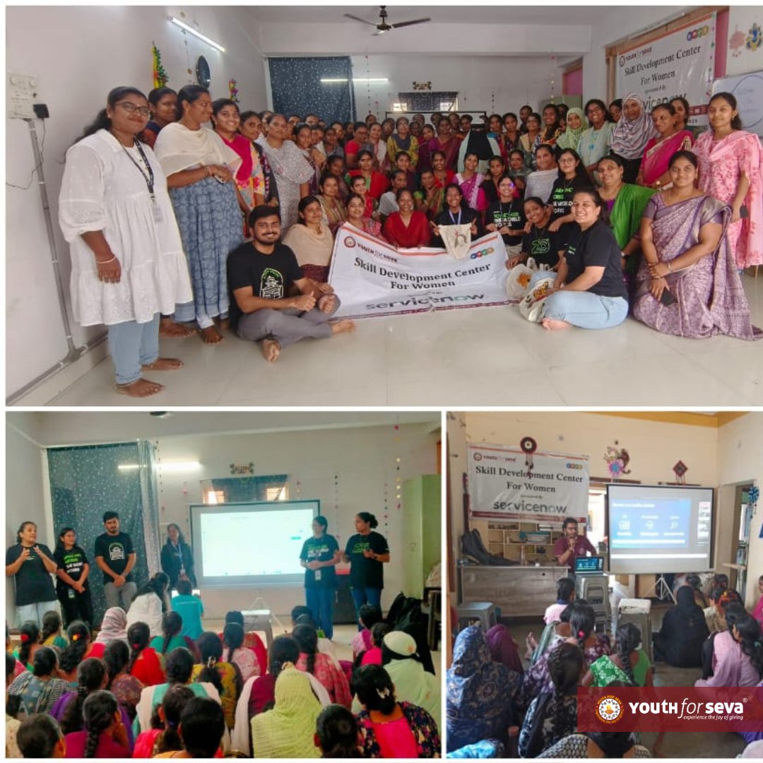 yfs_official's tweet image. When organizations collaborate for social good, something special is possible! We recently had an enthusiastic team of corporate volunteers from ServiceNow conduct engaging online sessions for women from our skill development centers in Hyderabad, Bengaluru, Nalgonda, and Vizag.