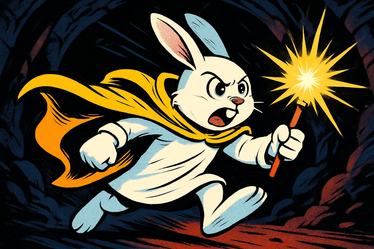 Whispers fill the tunnels. One name spreads: $RABBIT, a white mage cloaked in light.  
Forged in the cryptographic forest, he wields #DeFi with a wand from <a href="/jup_studio/">Jup Studio (evil intern arc 😈)</a>, seeking the lost warrior <a href="/weremeow/">meow</a> in the shadows.

<a href="/MonsieuRabbit/">MonsieuRabbit</a> a little story 😺