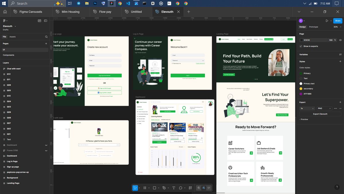 yinksconcept's tweet photo. Sneak peek! 🚀 

I'm working on the UI/UX design for an exciting new app focused on career development. This is a look at the onboarding flow, user dashboard, and a few other key screens. 
What are your thoughts?

#UIUX #Figma #AppDesign #CareerPath #DesignProcess #ProductDesign https://t.co/v9i5pKMJWr
