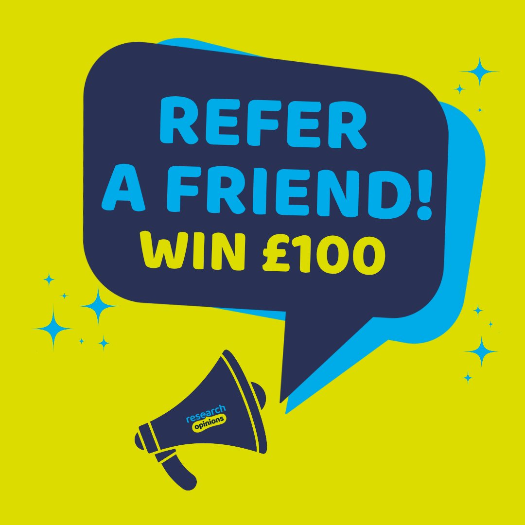 Here’s how it works...
1️⃣ Get your friends join us here: researchopinions.co.uk/login/?form=re… 
2️⃣ They sign up using your unique code
3️⃣ You get entered into the draw to win £100

More friends referred = more chances to win!

#ReferAFriend #Rewards #ThankYou #ShareAndEarn