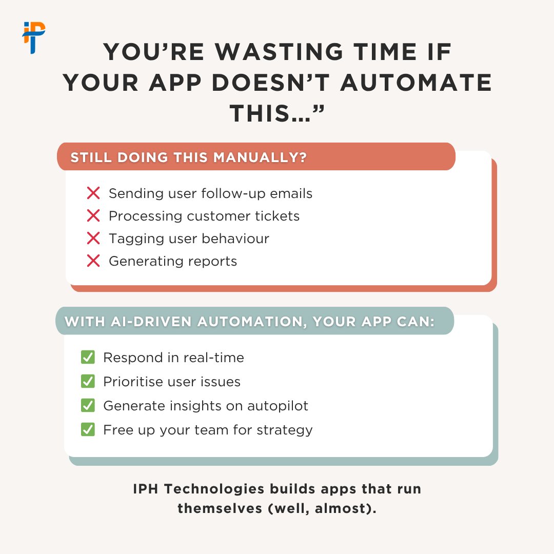 iphtechnologies's tweet image. Time is your most expensive resource.
 Don’t burn it on tasks AI can automate.
 Let’s build smarter, leaner apps that scale themselves.

Visit - iphtechnologies.com/?utm_source=so…
#AppAutomation #AIWorkflow #AppProductivity #BuildSma