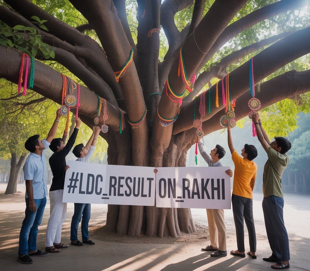 इस राखी बस एक ही उपहार चाहिए,
हमें सिर्फ LDC का परिणाम चाहिए...

बहन की कलाई सूनी है, भाई भी बेचैन है
सरकारी बेरुखी से हर विद्यार्थी परेशान है.! 

#LDC_Result_On_Rakhi