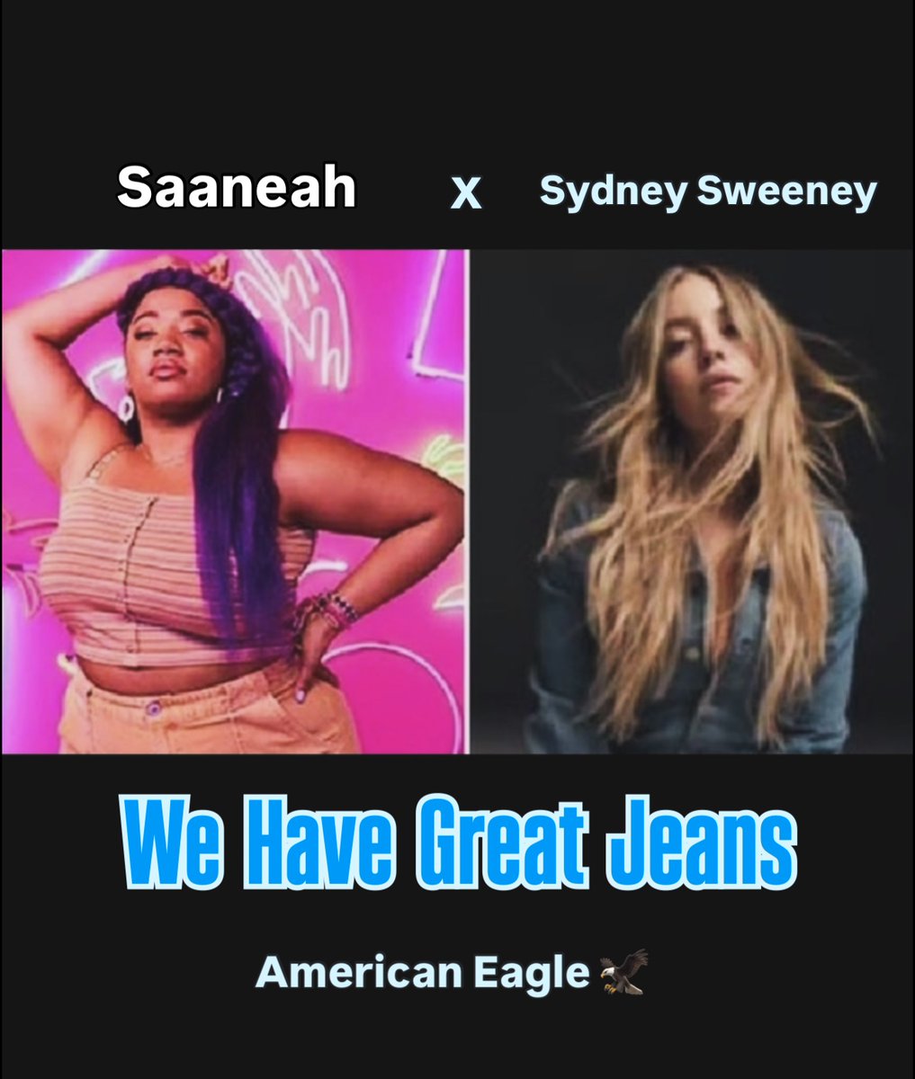 Saaneah☮️ (@saaneah) on Twitter photo We both can be celebrated <a href="/AEO/">American Eagle</a> spread love and peace through jeans. <a href="/sydney_sweeney/">Sydney Sweeney</a> ☮️ 💜👖🦅 We both can be celebrated <a href="/AEO/">American Eagle</a> spread love and peace through jeans. <a href="/sydney_sweeney/">Sydney Sweeney</a> ☮️ 💜👖🦅