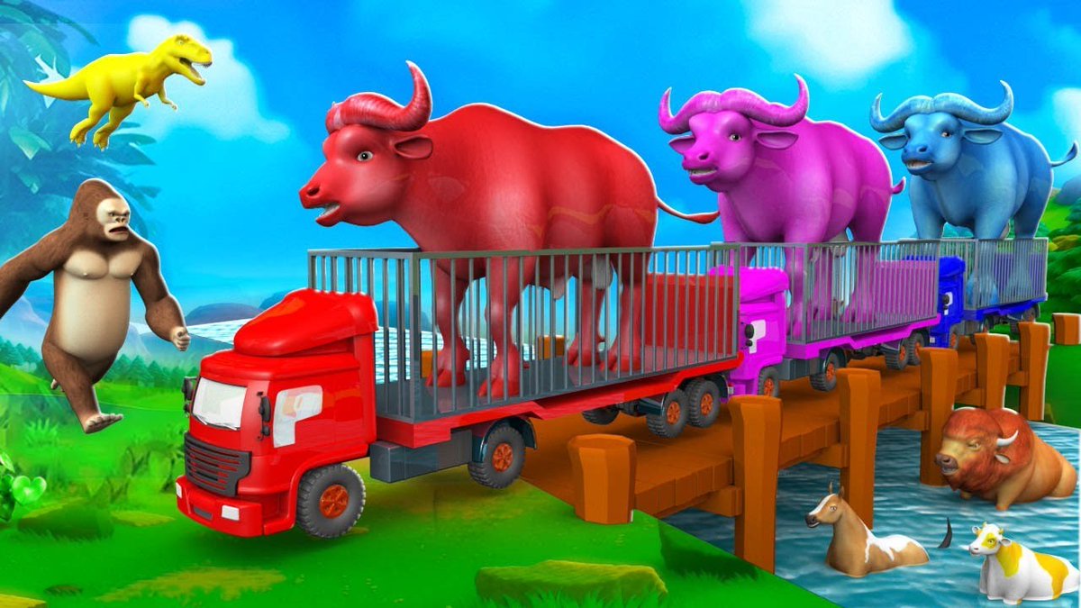 hub_bollywood's tweet photo. 3 Color Buffaloes Rescue Cow, T-Rex &amp; Horse in Crazy Farm Truck Adventure

https://t.co/ZMWCtelLWB

#BuffaloRescue, #FarmTruckAdventure, #TRexRescue, #CowRescue, #HorseRescue, #FunnyFarmAnimals, #BuffaloTruckTeam https://t.co/86ZeybPbYx