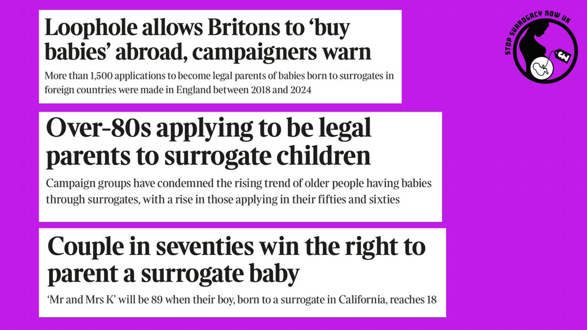 StopSurrogacyNowUK (@wombsnotforrent) on Twitter photo Here are a handful of headlines from recent articles and we send our thanks to <a href="/sammerriman_/">Sam Merriman</a> <a href="/DailyMail/">Daily Mail</a> and <a href="/SanMan1978/">sanchez manning</a> <a href="/thetimes/">The Times and The Sunday Times</a>
and a reminder of this article from <a href="/Claudiacc/">Claudia Connell🎗️</a>
“Here’s why I believe that surrogacy is sickening and should be banned.”
pressreader.com/uk/irish-daily… Here are a handful of headlines from recent articles and we send our thanks to <a href="/sammerriman_/">Sam Merriman</a> <a href="/DailyMail/">Daily Mail</a> and <a href="/SanMan1978/">sanchez manning</a> <a href="/thetimes/">The Times and The Sunday Times</a>
and a reminder of this article from <a href="/Claudiacc/">Claudia Connell🎗️</a>
“Here’s why I believe that surrogacy is sickening and should be banned.”
pressreader.com/uk/irish-daily…