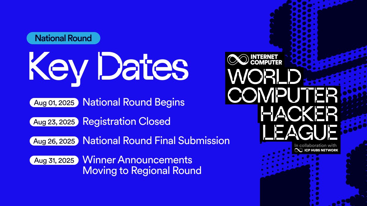 WCHL 25 National Round – Key Dates You Need to Know 🗓️

Mark your calendars, builders!

Here’s what’s coming up as the National Round unfolds:

✅ Aug 1: Round begins
🚫 Aug 23: Registration closes
📤 Aug 26: Final submissions due
🏆 Aug 31: Winners announced (moving to