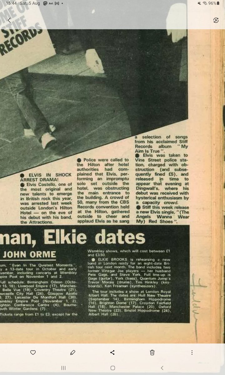 Wayne (@nottco) on Twitter photo "Elvis in Shock arrest drama"
Melody Maker 6th August 1977
<a href="/NewWaveAndPunk/">PunkAndNewWave</a> <a href="/ElvisCostello/">Elvis Costello</a> "Elvis in Shock arrest drama"
Melody Maker 6th August 1977
<a href="/NewWaveAndPunk/">PunkAndNewWave</a> <a href="/ElvisCostello/">Elvis Costello</a>