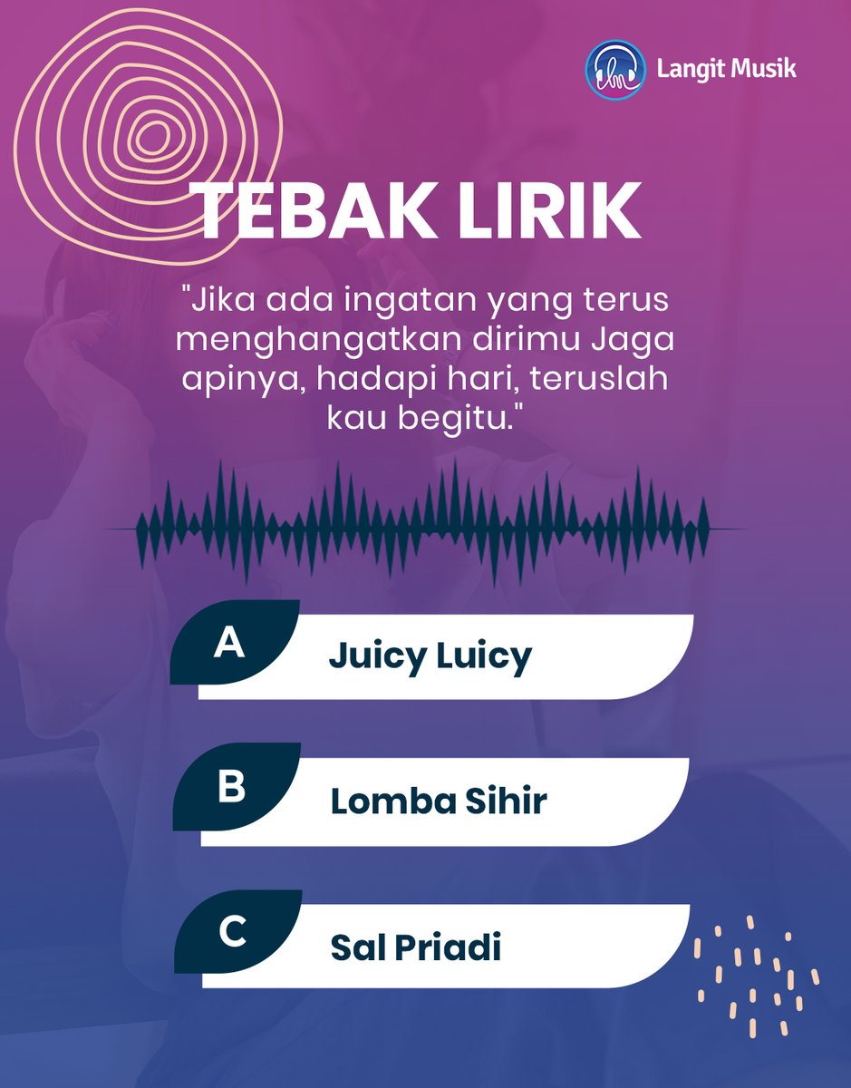 🔥 Tebak Lirik! 🔥

“Jika ada ingatan yang terus menghangatkan dirimu
Jaga apinya, hadapi hari, teruslah kau begitu”

Kira-kira lirik ini dari siapa ya? 👀

Tulis jawabanmu di kolom komentar, dan ajak temenmu ikutan tebak juga! 🎶👇