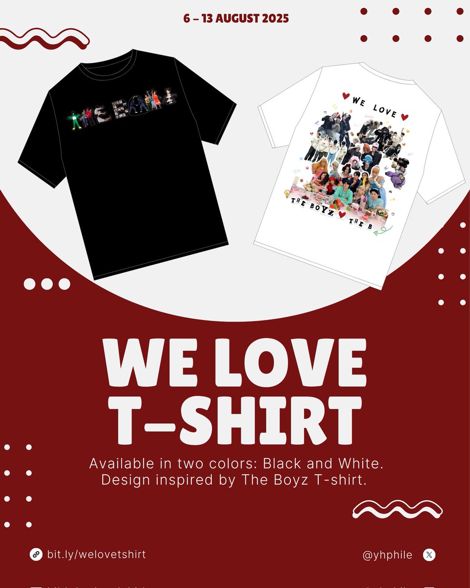 yhphile's tweet photo. [help RT] 
❤ PRE ORDER THE BOYZ WE LOVE T-SHIRT by pussu ❤

🗓 : 6-13 Aug 2025
💰 : start from 120k / DP : 90k 
📍: Jakarta Utara, INA
🔗 : https://t.co/vJB3vUP4lq
Shipping by 🍊
🌏 GO : DM

Please read the details carefully. If you have any questions, you can ask me via DM 😉 https://t.co/ma3gfUjsTW
