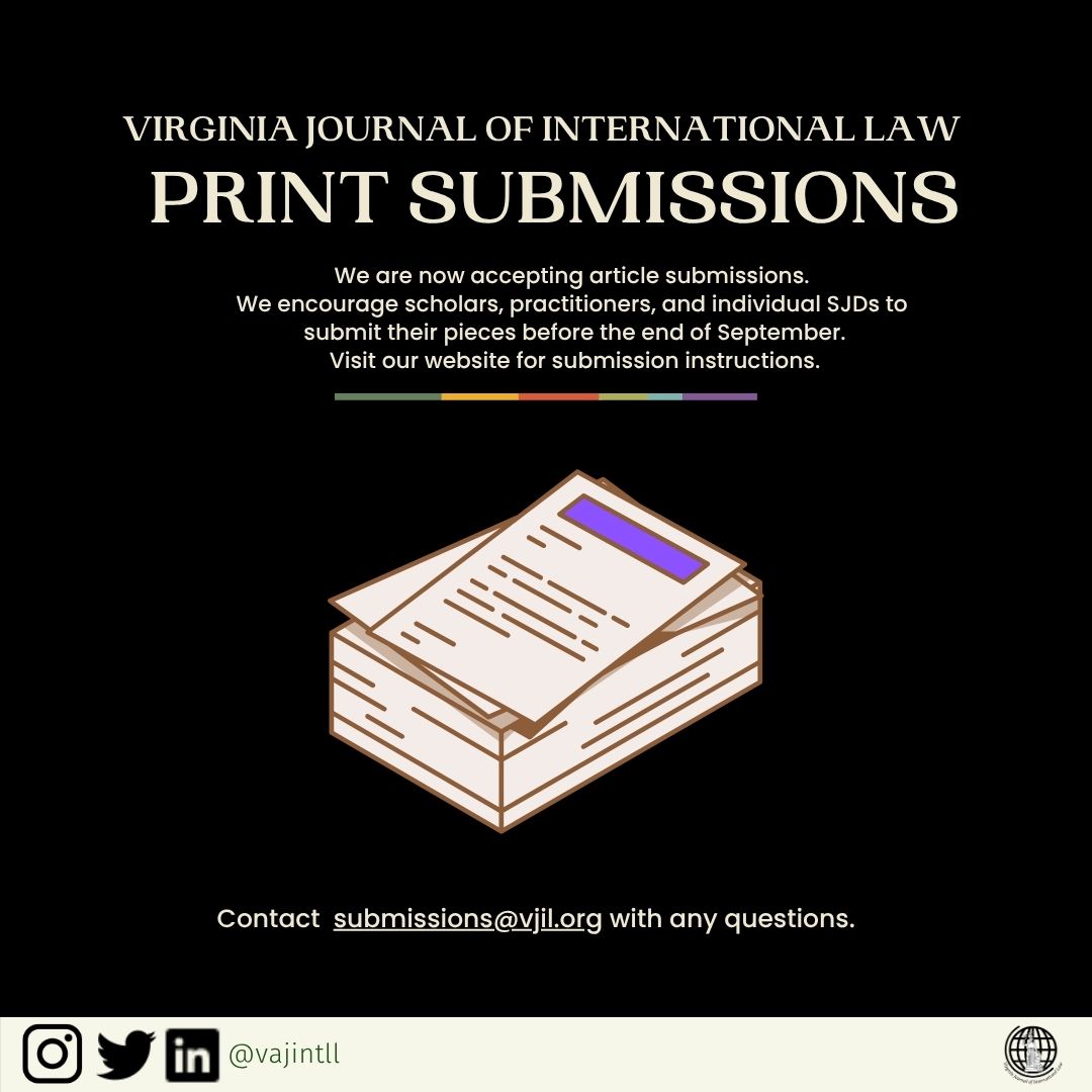 We are now accepting article submissions! We encourage scholars, practitioners, and individual SJDs to submit their pieces before the end of September. Please visit our website for submission instructions.