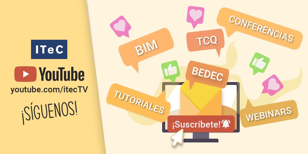 💡 Descubre el sector de la construcción con el canal de YouTube del #ITeC ⏯️

Encuentra tutoriales, ponencias y jornadas sobre tecnología y construcción 🏗️ Suscríbete ahora y no te pierdas ninguna novedad 👉 bit.ly/3HWTyVK