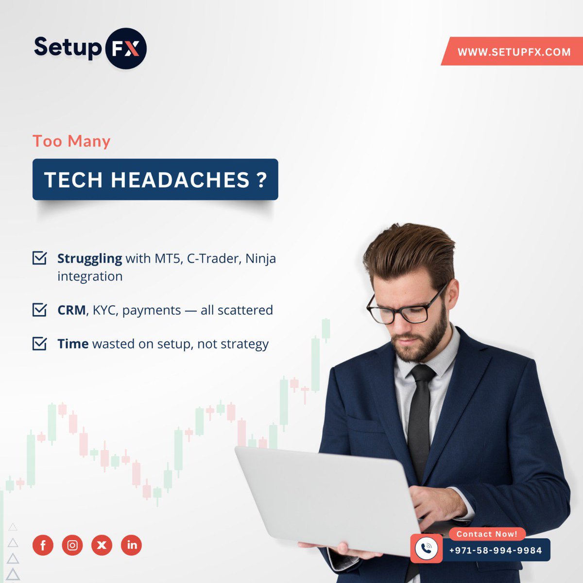 FxSetup's tweet image. 🚨 Tech troubles in your forex brokerage?

⚙️ Get fully integrated with SetupFX:
✔️ MT5, C-Trader, Match-Trader
✔️ CRM + IB + Payments — all connected
✔️ Go live in days, not weeks!
🚀 Smart tech = Fast growth.
🌐 setupfx.com
📞 +971-58-994-9984

#SetupFX #ForexTech