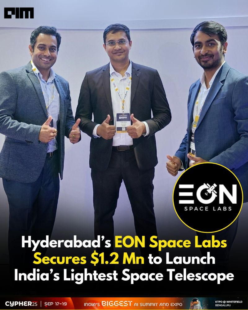Hyderabad-based space tech start-up <a href="/EonSpacelabs/">EON Space Labs</a>  has raised $1.2 million in a pre-series A round led by <a href="/MKavachh/">Mount Tech Growth Fund - Kavachh</a> , with HHV Advanced Technologies joining in as a strategic investor. The funding will accelerate the manufacturing of EO/IR payloads, boost engineering talent, and