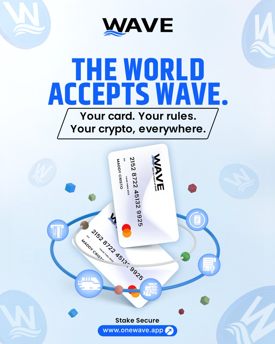 One Card. Endless Possibilities.
From FASTag to bills — pay it all with Wave.

🔗 𝐕𝐢𝐬𝐢𝐭: onewave.app

#onewave #cryptotoken #wavetoken #billpayments #utilitypayments #wavecard