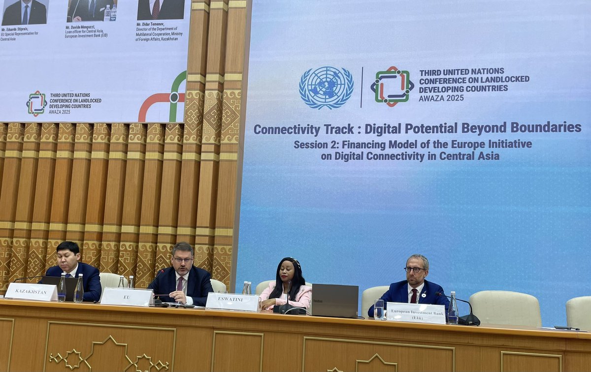 EUSR for Central Asia (@eusr_ca) on Twitter photo This morning EUSR Stiprais discussed the impact of EU #GlobalGateway initiative on #connectivity worldwide at the #LLDC3.
<a href="/EIB/">European Investment Bank</a>
<a href="/EU_Partnerships/">EU International Partnerships 🇪🇺</a>
<a href="/EUatUN/">🇪🇺EU at UN-NY</a>
<a href="/UN/">United Nations</a> This morning EUSR Stiprais discussed the impact of EU #GlobalGateway initiative on #connectivity worldwide at the #LLDC3.
<a href="/EIB/">European Investment Bank</a>
<a href="/EU_Partnerships/">EU International Partnerships 🇪🇺</a>
<a href="/EUatUN/">🇪🇺EU at UN-NY</a>
<a href="/UN/">United Nations</a>