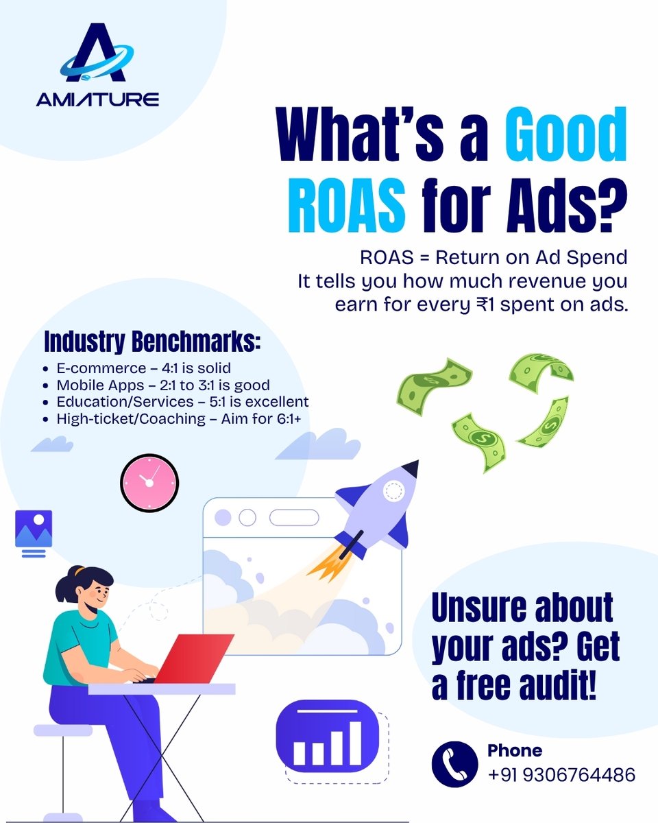 amiature_digi's tweet photo. Spending on ads ≠ growing your business.
💰 ROAS matters.
Wondering what a “good” return looks like in your industry?
Swipe → then audit your spend.
#ROAS #MarketingTips #AdPerformance #DigitalAds #amiature https://t.co/RGgjH9t1cd