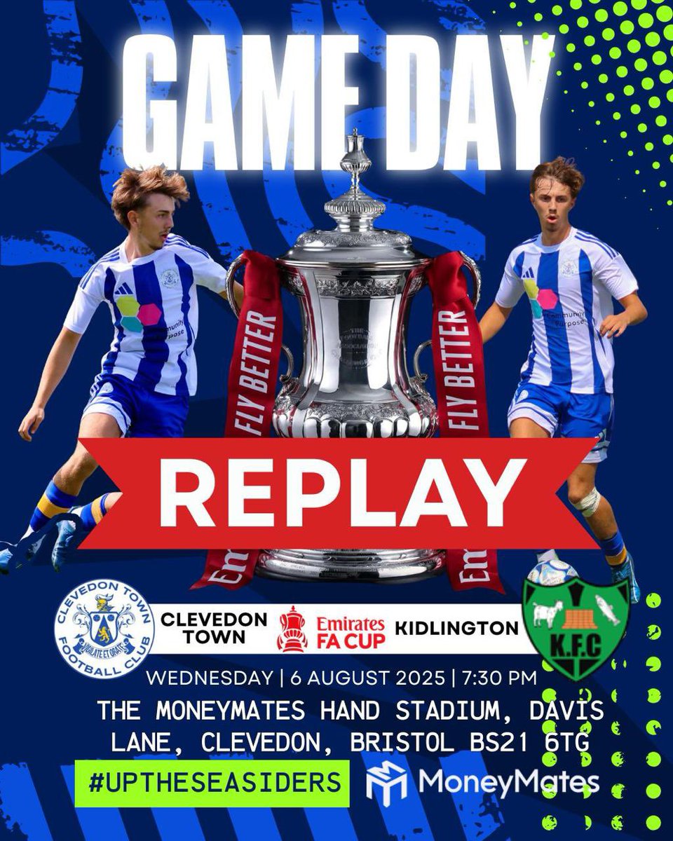 Clevedon Town Football Club (@clevedontownfc) on Twitter photo π MATCHDAY! π
Itβs Emirates FA Cup replay night at The Moneymates Hand Stadium!
π <a href="/kidlingtonfc_/">Kidlington FC</a>
π’ Kick-off: 7:30pm
ποΈ Entry:
Β£9 Adults
Β£6 Concessions
π Under 16s FREE
Letβs pack The Hand and get behind the Seasiders as we fight for a place in the next round! π΅βͺ π MATCHDAY! π
Itβs Emirates FA Cup replay night at The Moneymates Hand Stadium!
π <a href="/kidlingtonfc_/">Kidlington FC</a>
π’ Kick-off: 7:30pm
ποΈ Entry:
Β£9 Adults
Β£6 Concessions
π Under 16s FREE
Letβs pack The Hand and get behind the Seasiders as we fight for a place in the next round! π΅βͺ