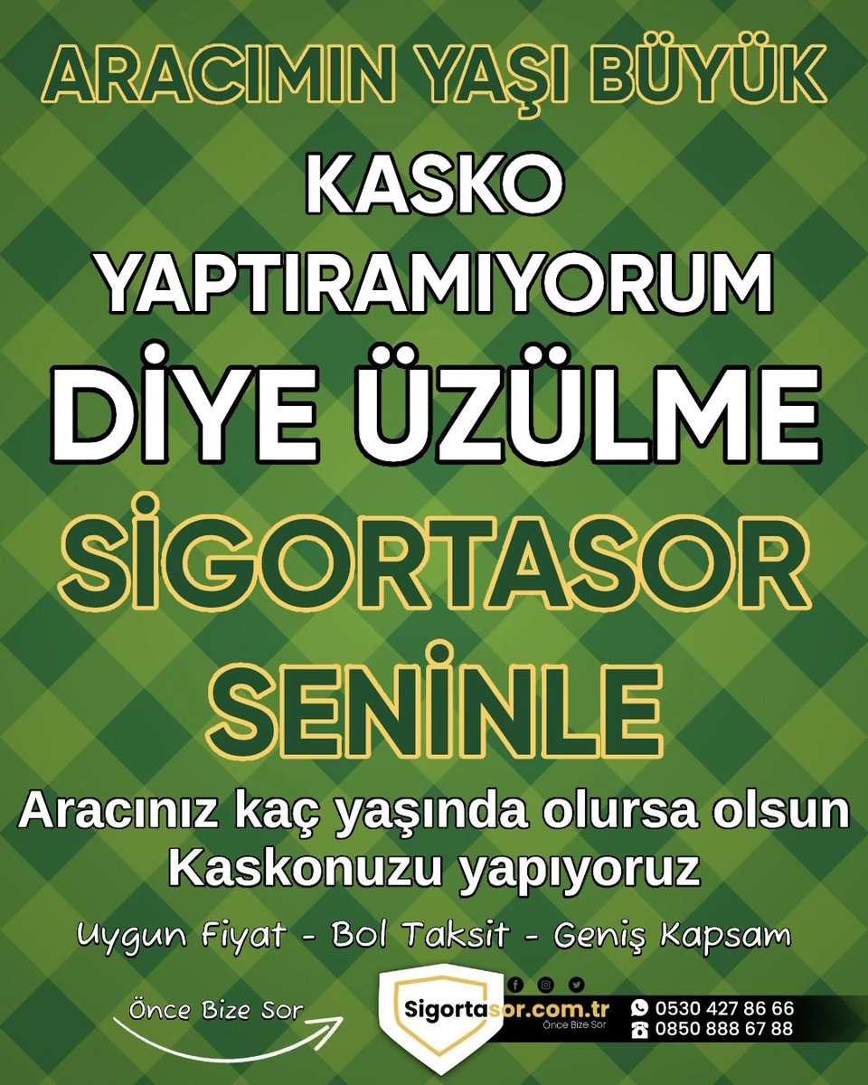 SigortaSor, aracınızı ve bütcenizi koruyacak bir yenilik ile yine sizlerle.

👩‍💻sigortasor.com.tr
☎️(0 530) 427 86 66
📱(0 850) 888 67 88

#SigortaSor #ÖnceBizeSor #Sigorta #TürkiyeSigorta #QuickSigorta #MapfreSigorta #SompoSigorta #HepİyiSigorta #NeovaSigorta #KoruSigorta