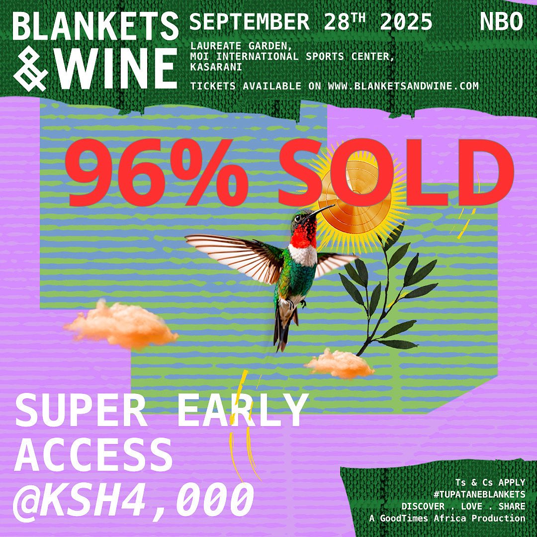 96% SOLD OUT, Super Early access is about to disappear - don’t be the friend who missed out! Grab your tickets now.. 💃🏽🕺🏽

mookh.com/event/blankets…

#tupataneblankets #itsalwaysagoodtime #blanketsandwine