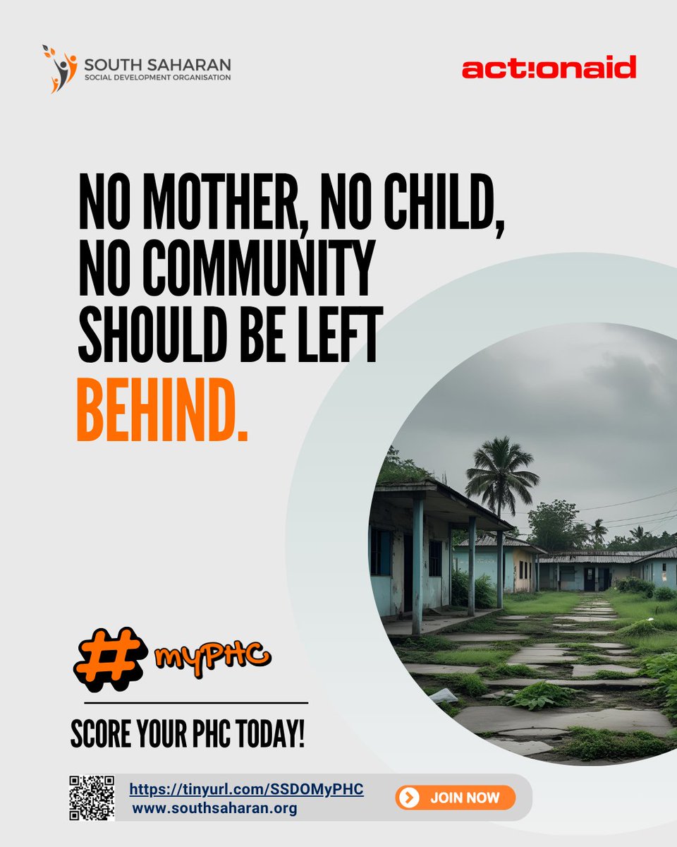 southsaharan's tweet image. 👩🏽‍🍼 No mother. No child. No community should be left behind.

🛑 Bad PHCs cost lives. Your voice can change that.

✅ Score your PHC now → shorturl.at/jP7tr

#MyPHC #HealthForAll #FixOurPHC #UHC