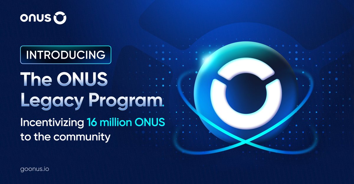 ONUSFinance's tweet image. 💙 Introducing the ONUS Legacy Program – Incentivizing 16 million ONUS to the community

ONUS officially announces ONUS Legacy Rewards – The largest appreciation program to recognize the companionship and valuable contributions of the community throughout ONUS’s development…