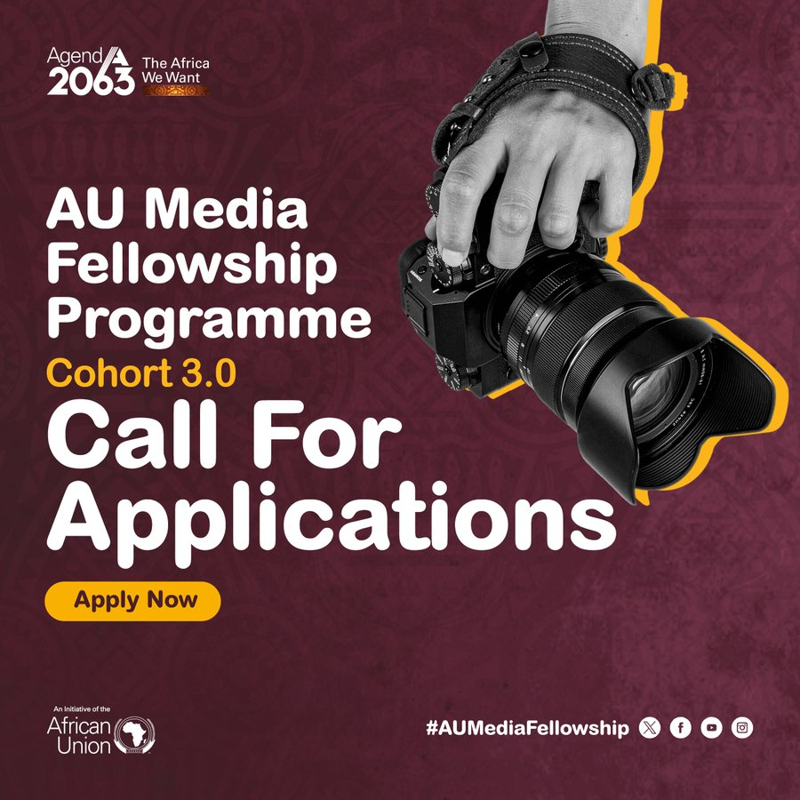 The <a href="/_AfricanUnion/">African Union</a> Media Fellowship is now open for applications.

The opportunity is open to Journalists, bloggers, podcasters, and digital creators with a minimum of 6 years of work in media or content creation.

📅 Apply by August 14. twp.ai/4ioxg2