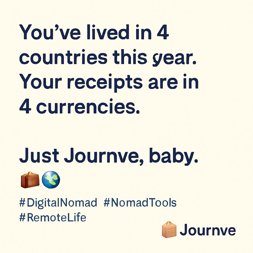 journve's tweet photo. You’ve lived in 4 countries this year Mr. Nomad.
Your receipts are in 4 currencies.
But your travel log?
Just Journve, baby. 🧳🌍

#DigitalNomad #NomadTools #RemoteLife https://t.co/CBNg8DFfkx