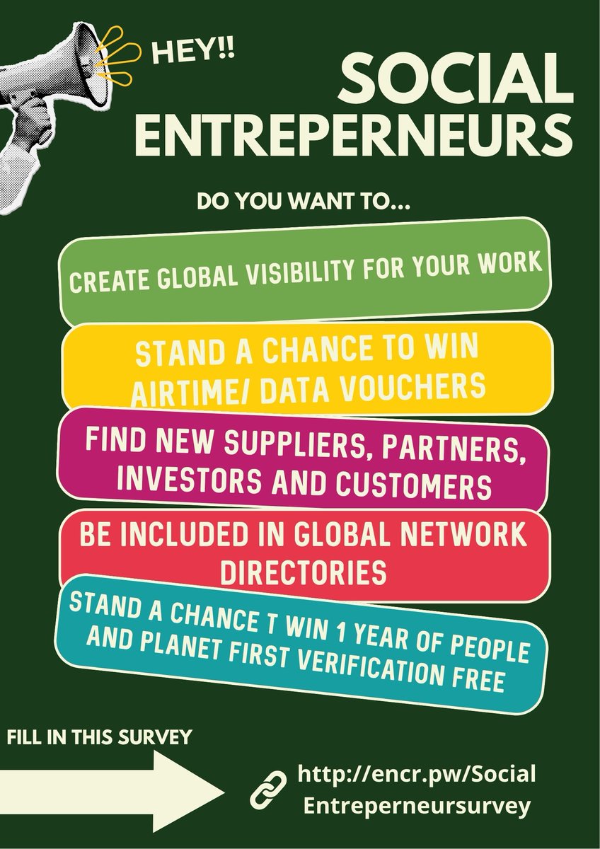 SocialEnterpr12's tweet photo. Join the movement!   

Complete the State of Social Enterprise Africa Survey and become part of a global community of nearly 5,000 social enterprises in 118 countries absolutely free!  

Join Now: https://t.co/WyM2Hs8iYv 
#socialenterprise #impactentrepreneurship https://t.co/sBnSEzP5hM