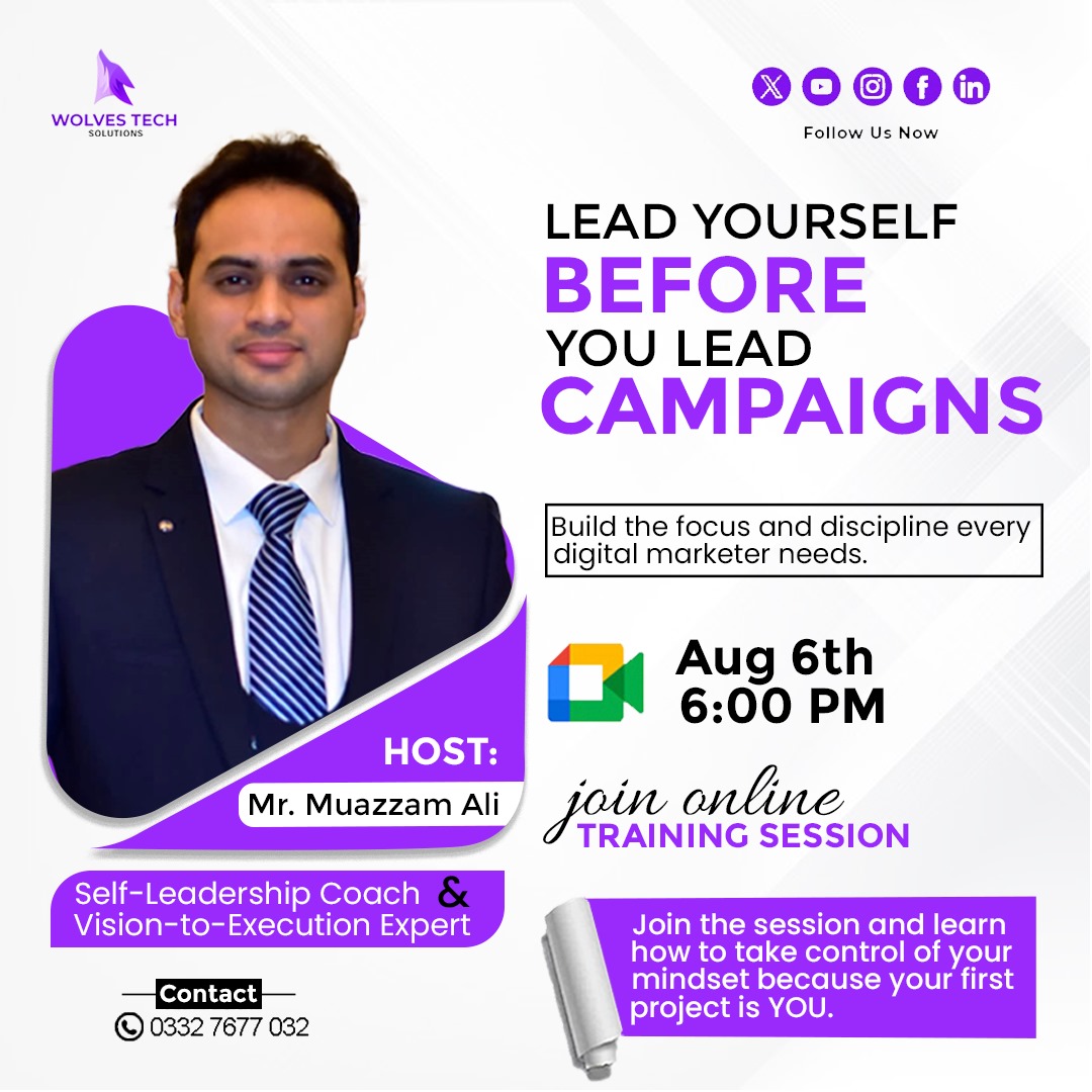 WolvesSolution's tweet image. Lead Yourself Before You Lead the Market! 🚨
You know how to market others. But can you lead yourself?
It’s time to take control from the inside out! 💡
#WolvesTechSolutions #SelfLeadershipForMarketers #DigitalMindsetMatters #DigitalMarketers #MarketingStartsWithin #MuazzamAli