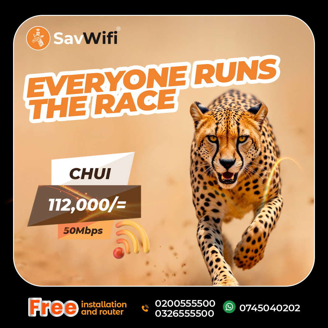 SavannaFibre's tweet image. Why settle for slow when you can stream, game, and work without limits?  Upgrade to CHUI  50Mbps for only 112,000 ugx with FREE installation and router. 
Speed🚀, reliability, and value only at Sav WIFI🦒.