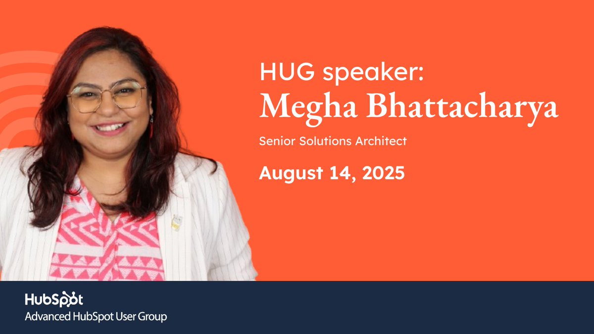 AdvancedHUG's tweet image. Meet our speaker, Megha Bhattacharya, Senior Solutions Engineer at @HubSpot!🎤 

Join us on 14 August to learn how to use AI-powered lead scoring &amp;amp; prioritise high-intent leads.

Don’t miss out - save your spot now: hubs.la/Q03BtZds0