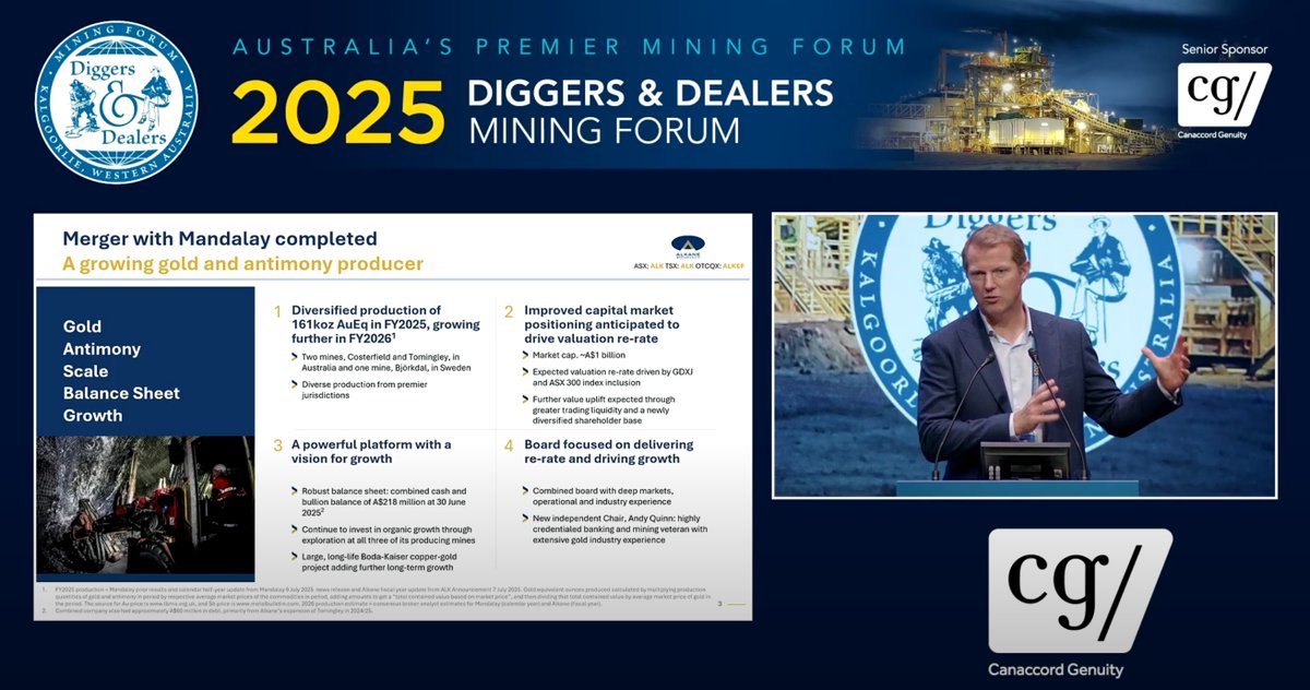 Alkane Resources (@alkaneresources) on Twitter photo If you missed the live stream earlier, you can now watch the presentation by Alkane Managing Director & CEO Nic Earner at the Diggers & Dealers Mining Forum in Western Australia.
Nic discusses how Alkane's recent merger with Mandalay Resources creates a larger, internationally If you missed the live stream earlier, you can now watch the presentation by Alkane Managing Director & CEO Nic Earner at the Diggers & Dealers Mining Forum in Western Australia.
Nic discusses how Alkane's recent merger with Mandalay Resources creates a larger, internationally