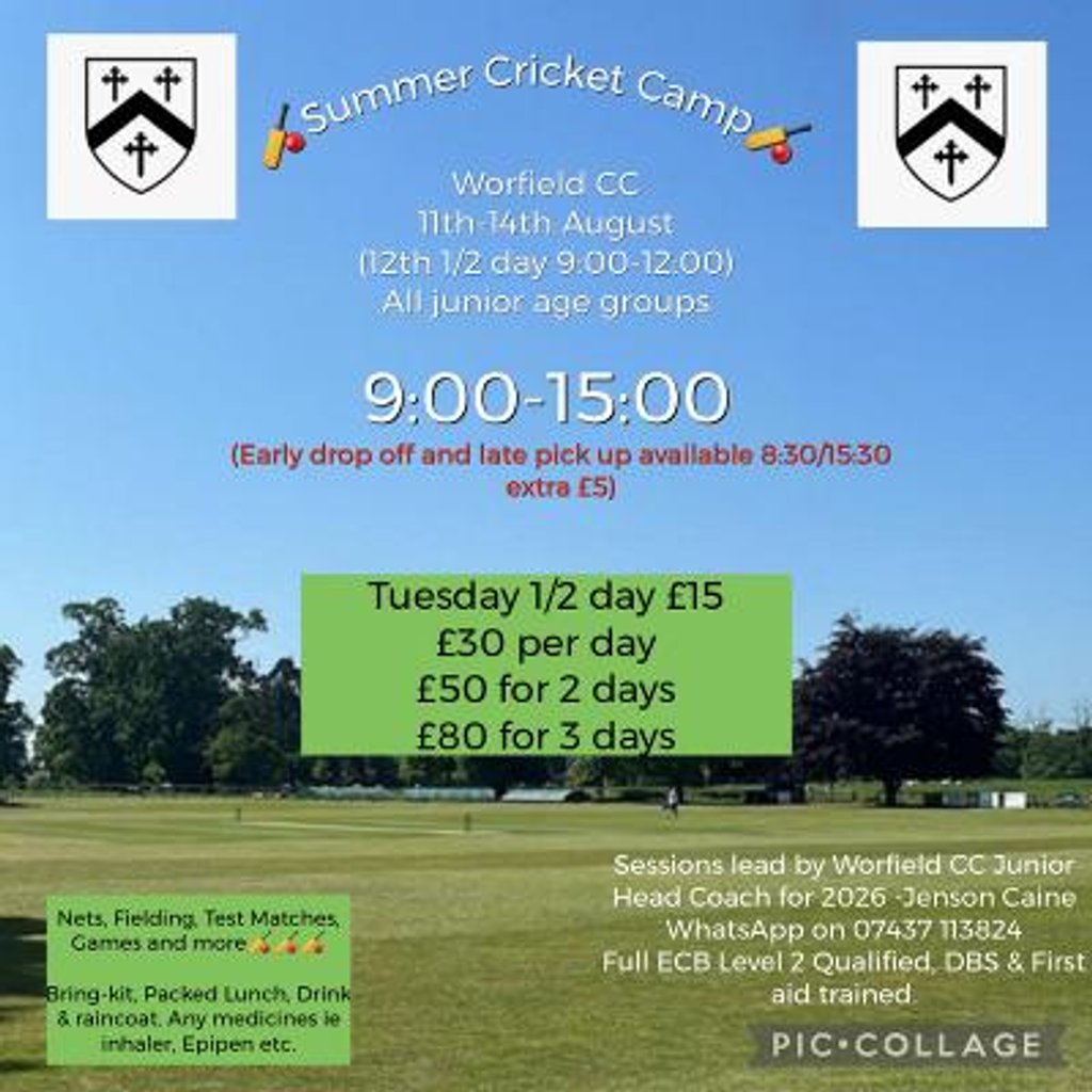 Worfield CC Summer Cricket Camp - 11-14th August #Pitchero
worfieldcricketclub.co.uk/calendar/event…