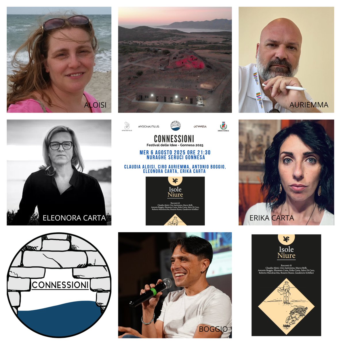 Questa sera MER 06 agosto ore 21:30
Nuraghe Seruci #Gonnesa
per Connessioni 2025 Festival delle Idee
ISOLE NIURE