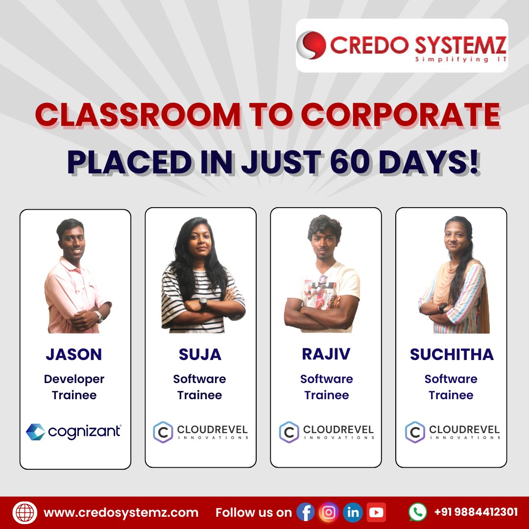 credosystemz's tweet photo. Breaking Records with hashtag#recentplacements

Congratulations to Our Stars! ⭐⭐⭐⭐⭐

📞 Call us: +91 9884412301 | +91 9600112302

#Recentplacements2025 #placements #placementscandidates #jobguidance #jobplaced #careeropportunities #fullstack #AIFullstack https://t.co/r1itufIYQN