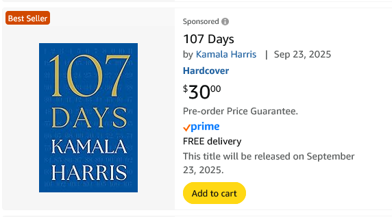 Johnnystill1's tweet image. Who’d spend $30 on Kamala Harris' "107 Days" when we’ve lived it? Save your cash! #KamalaHarris #107Days #BookFail #NoThanks