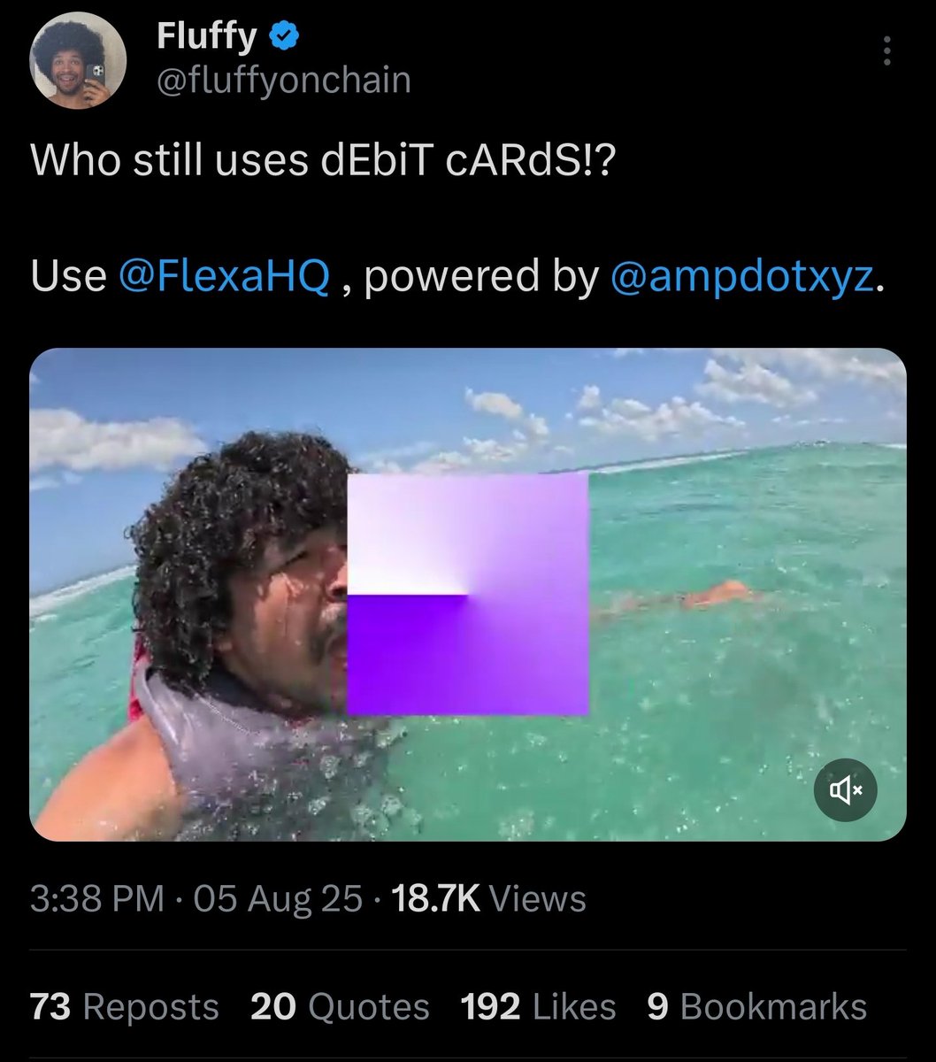 GM CT!

Way to go <a href="/fluffyonchain/">Fluffy</a>! Just a little over 12 hours after being posted and his video has close to 19K views!!!

What a way to kick off a digital spenders campaign!

<a href="/FlexaHQ/">Flexa</a> <a href="/ampdotxyz/">Amp</a> <a href="/spenders_club/">Digital Spenders Club</a> #DigitalPayments #DeFi #Blockchain #FlexaNetwork #altseasonalert $AMP