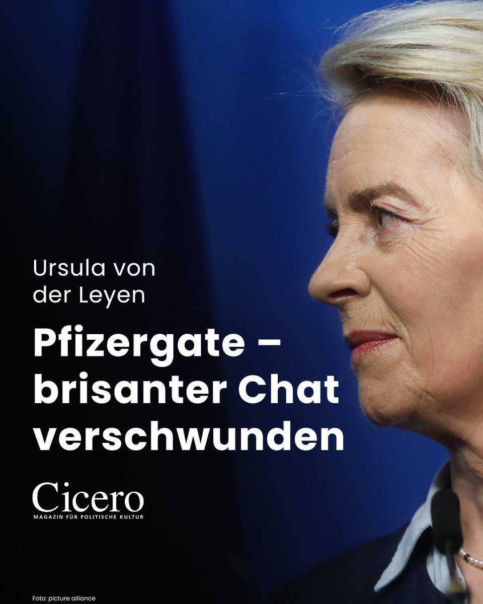 Cicero Online (@cicero_online) on Twitter photo Über Jahre hat <a href="/vonderleyen/">Ursula von der Leyen</a> nicht verraten, was in ihren SMS mit #Pfizer CEO Albert Bourla zu lesen war. Nun stellt sich heraus: die SMS sind angeblich nicht mehr da. Eine Brüsseler Posse über Macht, Medien und Wiederholungstaten.
Artikel lesen: tinyurl.com/2yv8v5wr. Über Jahre hat <a href="/vonderleyen/">Ursula von der Leyen</a> nicht verraten, was in ihren SMS mit #Pfizer CEO Albert Bourla zu lesen war. Nun stellt sich heraus: die SMS sind angeblich nicht mehr da. Eine Brüsseler Posse über Macht, Medien und Wiederholungstaten.
Artikel lesen: tinyurl.com/2yv8v5wr.