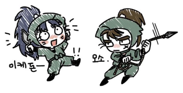 영원히 낙서를 함
세트로 러프 짜서 그린게 아닌데 붙여두니 쵸지가 공격하고 있길래 좀 웃음...