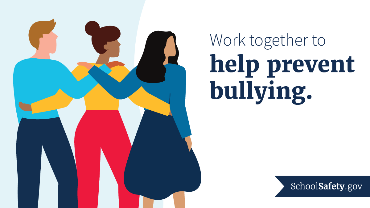 SchoolSafety.gov (@schoolsafetygov) on Twitter photo You can help #StopBullying by:
🗣️Talking about it
📑Creating a community-wide bullying prevention strategy
🏫Building a safe school environment
Visit StopBullying.gov for more. <a href="/StopBullyingGov/">StopBullying.Gov</a> You can help #StopBullying by:
🗣️Talking about it
📑Creating a community-wide bullying prevention strategy
🏫Building a safe school environment
Visit StopBullying.gov for more. <a href="/StopBullyingGov/">StopBullying.Gov</a>