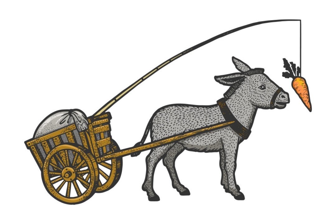 علقت عصا فوق ظهر حمار ممتده إلى مقدمه رأسه وفي نهايتها ، علقت جزره ،وظل الحمار  يمشي  ويعمل يوميا للوصول إلى الجزره.
ولكن دون فائده!!
ونحن كذلك.
نرى تقدم الاوضاع في كل نواحي البلد،ونسمع ارتفاع تصنيف البلد المالي وتحسن ف الموارد. ولكن لا نستطيع الوصول للجزره.
#الامان_الوظيفي