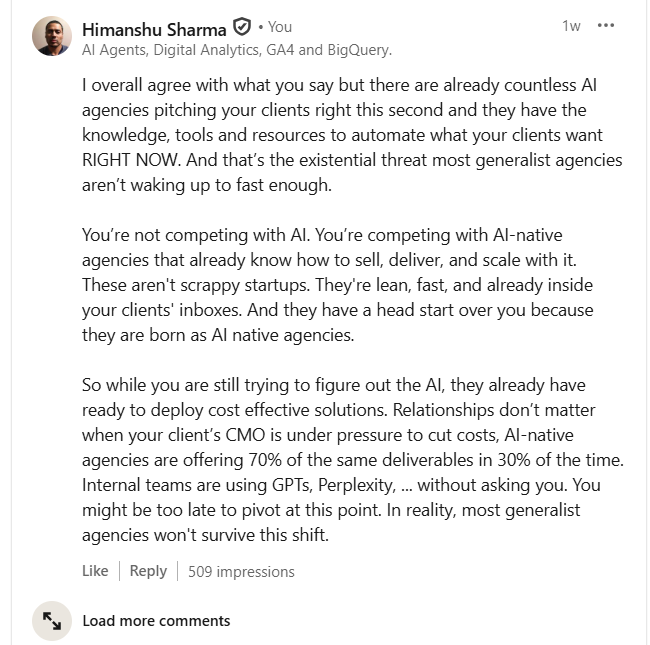 No one agrees, but not one is denying it either because it's the cold, hard truth. The thing about AI is that it goes from zero to 100 in a split second. And AI-related job losses will likely follow this trend. It won't be gradual but sudden and quick death.