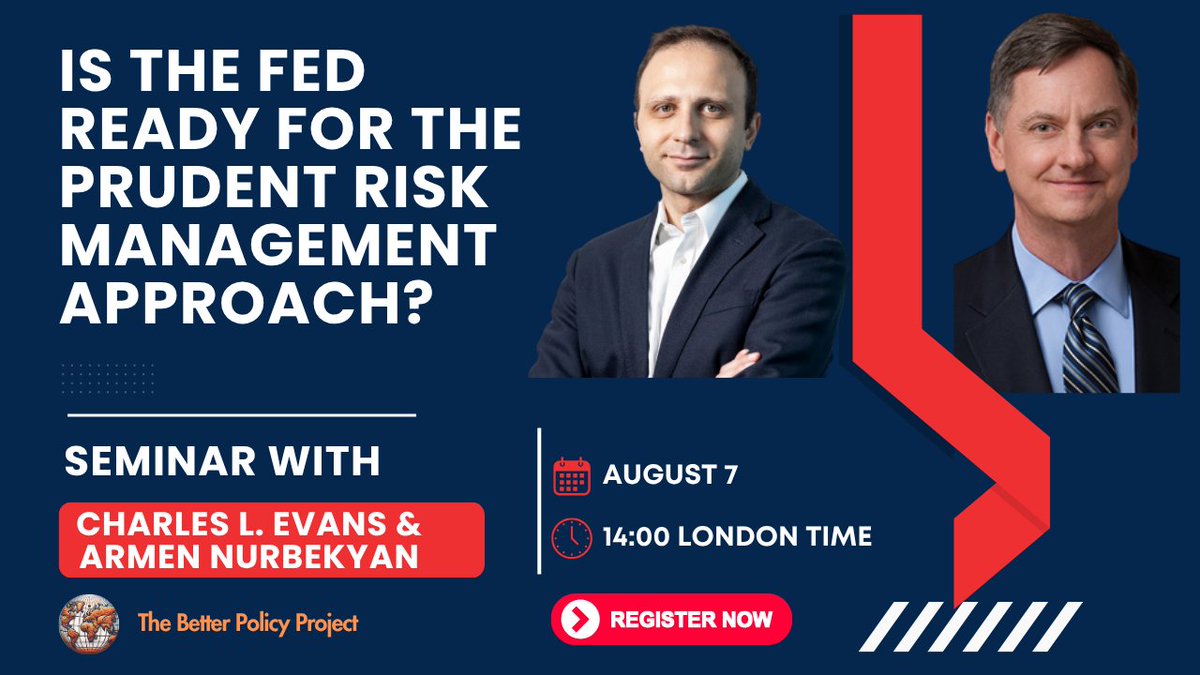 Is the Fed ready for a more prudent approach to monetary policy?

Join Charles Evans and Armen Nurbekyan, as they discuss next generation frameworks, risk management, what the Fed could learn from Armenia’s strategy.

🕑 2 PM London / 9 AM DC
🔗Register: zoom.us/meeting/regist…
