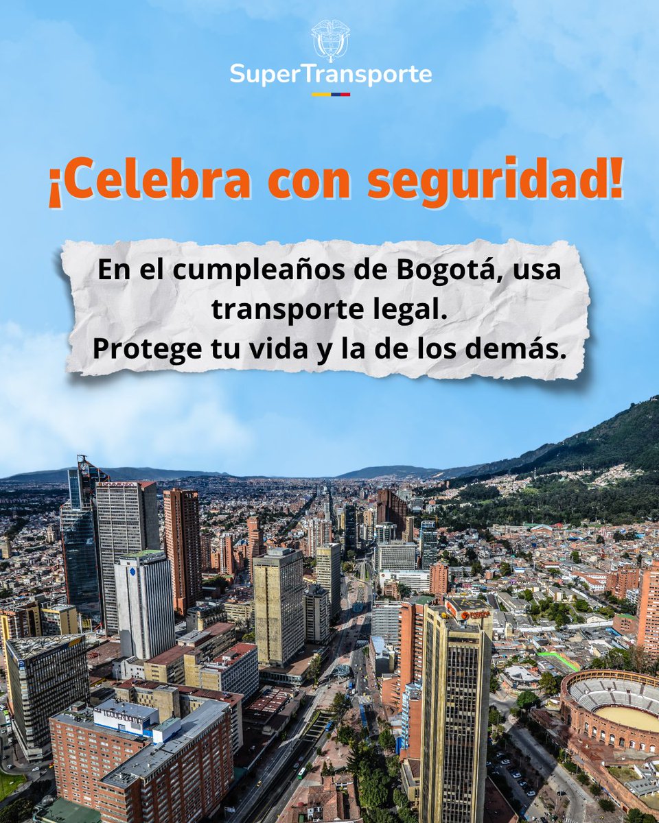 🚖 En el cumpleaños de #Bogotá, #NosMovemosConLegalidad, por eso celebremos con responsabilidad, utilizando siempre el servicio de #TransporteLegal, ya que es seguro, confiable y eficiente.  #487RazonesPorBogotá