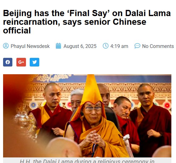 Whatever statements made by #CCP on HH #DalaiLama succession are irrelevant.
A foreign country having a say in the matter is as stupid as an illiterate Cro-Magnon choosing a university teacher to hire.
The final say is His Holiness' choice, no one else.