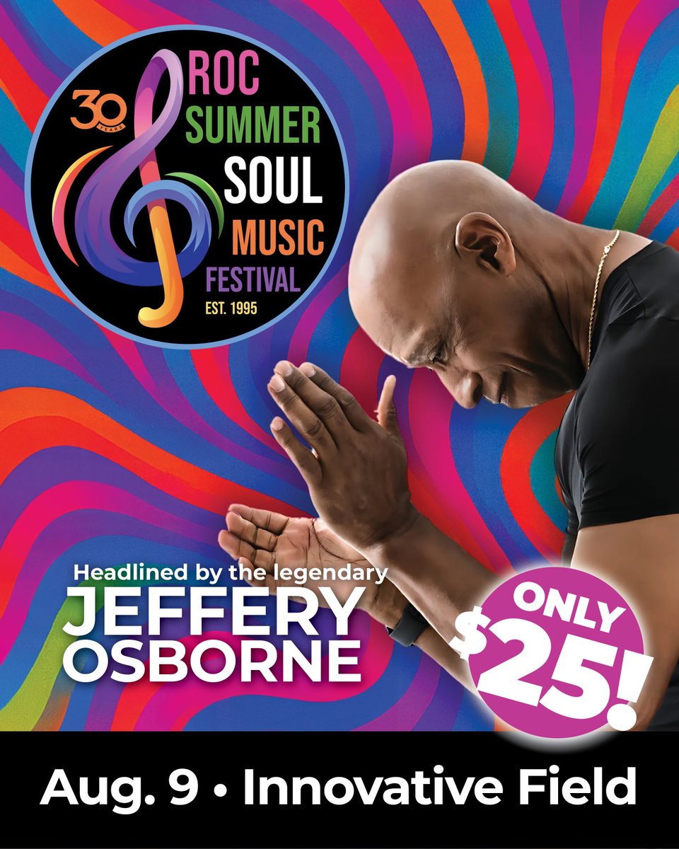 Join us Saturday for the 30th annual Rochester Summer Soul Music Festival at Innovative Field! 

Featuring a lineup of legends and local stars, it's the soundtrack of the season. Gates open at 1 p.m. and the fun doesn’t stop until 10!

Learn more: rocsummersoulfest.com