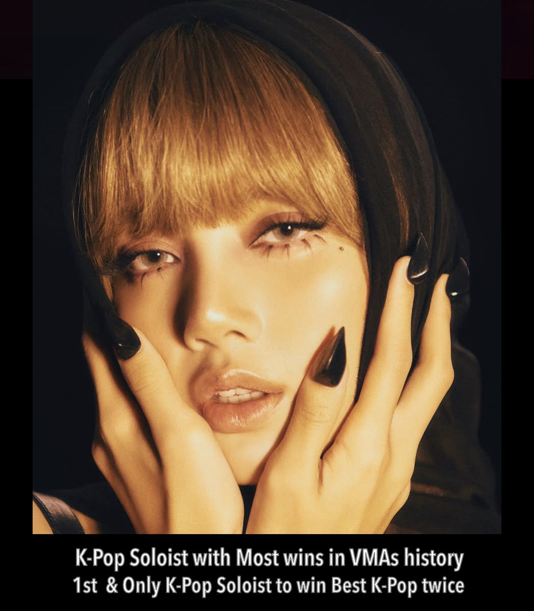 WORLDMUSICAWARD's tweet photo. #LISA, the K-Pop Soloist with the Most Wins in VMAs history, scores her 6th nomination as a Soloist at the VMAs for Best K-Pop with "BORN AGAIN" ft. #RAYE and #DojaCat! 💪💃🥇🇰🇷🐐💥🏆🏆➕6⃣🗳️🔝🇰🇷👩‍🎤💥🇺🇸📽️🎼🏆👑💛
LISA has won the Best K-Pop award twice, making history in 2022 for becoming the 1st K-Pop Soloist to win a VMA with her solo single "Lalisa" and in 2024 with "Rockstar," making her the 1st and only Soloist to win this category multiple times! 🐐

Lisa is also the 2nd Most nominated K-Pop Solo Act in VMA history! In 2024 she also broke the Record for the K-Pop Solo Act with Most nominations in a single year with 4! 

Lisa's 1st VMAs Nomination and Historic win in 2022
Best K-Pop - "LALISA" (Winner)

Lisa's 4 VMAs History Making Nominations in 2024
Best K-Pop - "Rockstar" (Winner)
Best Art Direction - "Rockstar"
Best Choreography - "Rockstar"
Best Editing - "Rockstar"

Lisa's 6th VMAs Nomination in 2025
Best K-Pop - "born Again"

#VMAS2025 
#VMAs 
@BLACKPINK
