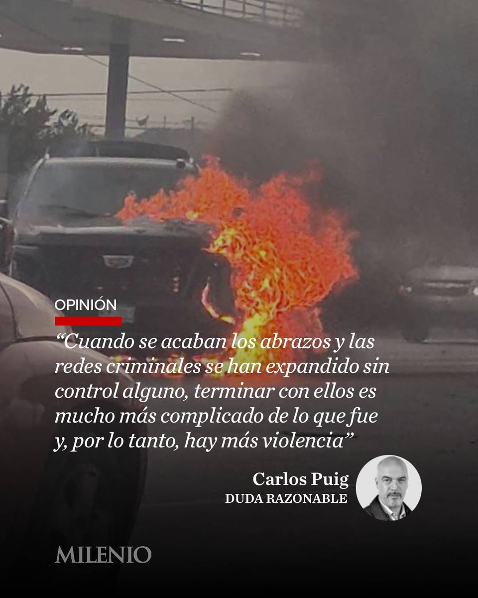 Milenio (@milenio) on Twitter photo #DudaRazonable | “Porque sí, esto apenas está comenzando. Pero era hora, el país no resistía mucho más con ‘abrazos’, que siempre son cómplices de los que balacean”
🎙️Lee y escucha la #opinión de <a href="/puigcarlos/">Carlos Puig</a> mile.io/4lYaGwV #DudaRazonable | “Porque sí, esto apenas está comenzando. Pero era hora, el país no resistía mucho más con ‘abrazos’, que siempre son cómplices de los que balacean”
🎙️Lee y escucha la #opinión de <a href="/puigcarlos/">Carlos Puig</a> mile.io/4lYaGwV